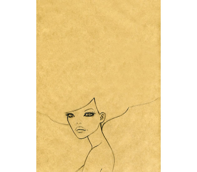 black line drawing on brown paper