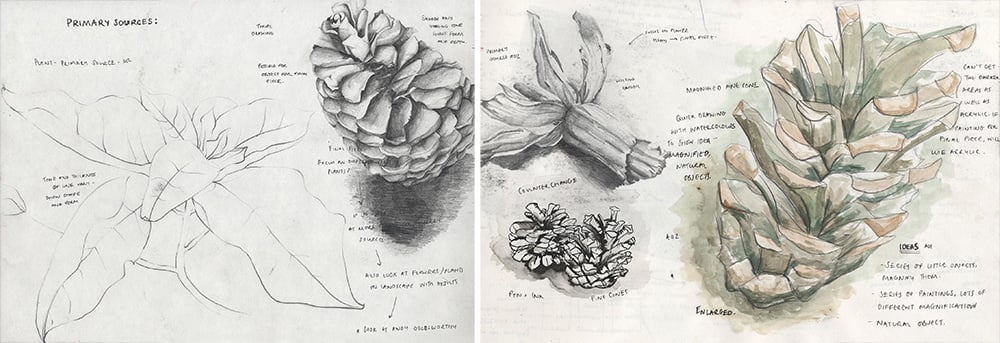 observational drawing sketchbook