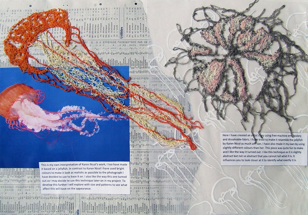 dissolvable fabric sketchbook page
