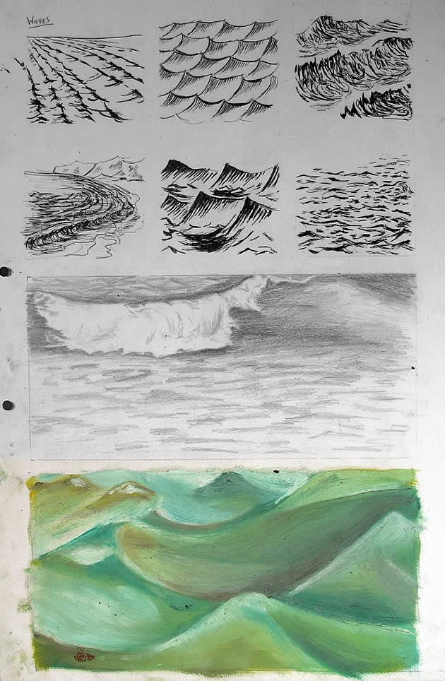 how to draw water - gcse art sketchbook ideas