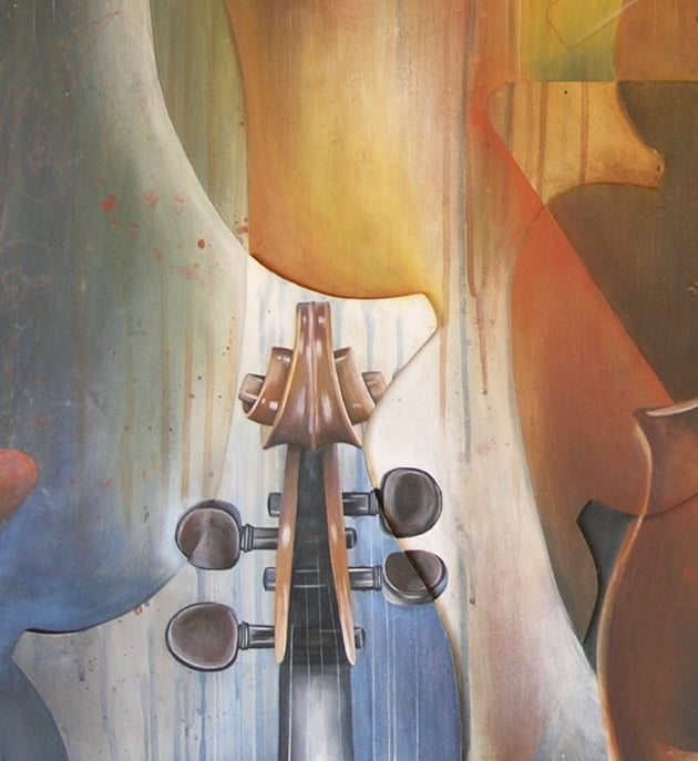 contemporary painting of a violin, AS Art and Design