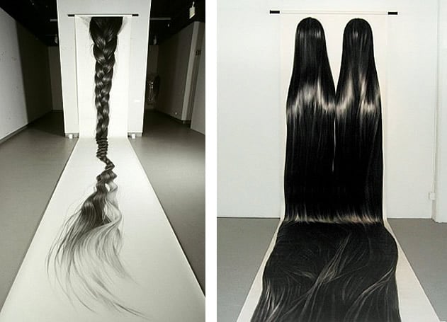 drawings of hair by Hong Chun Zhang