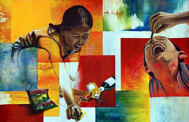 painting of children eating lollies