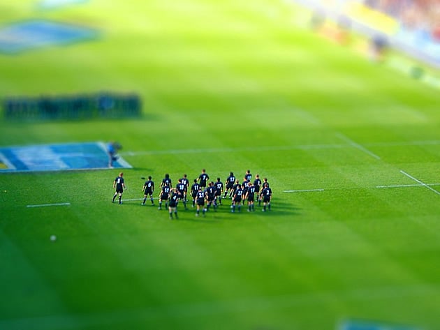 tilt shift photography - rugby field