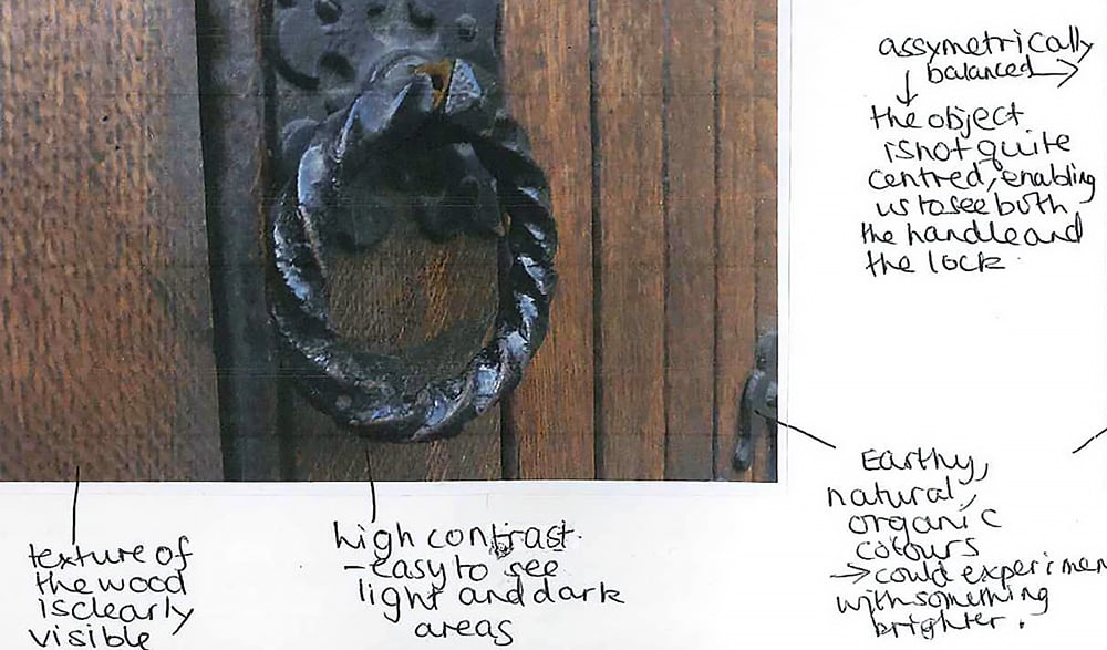 GCSE Art sketchbook annotations