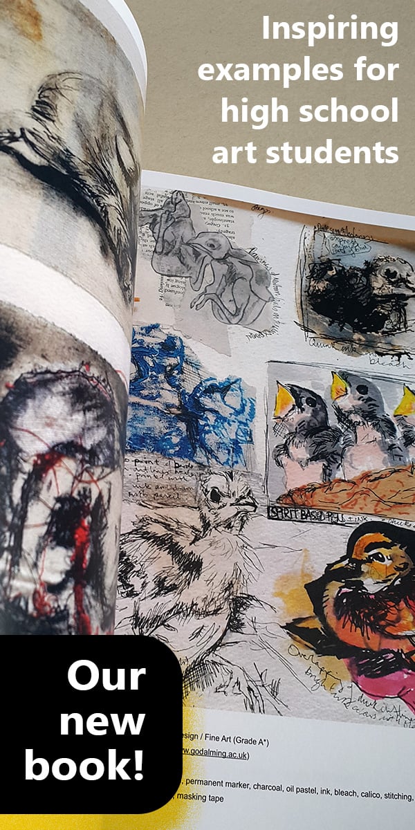 High school art sketchbook birds